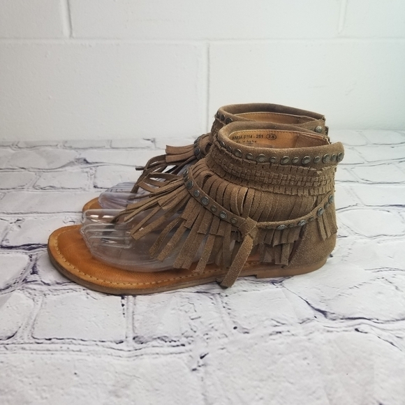 Naughty Monkey Hidden Treasure brown suede studded gladiator sandals - Picture 6 of 12